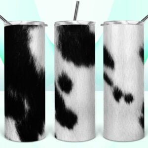 black white cow stainless steel tumbler