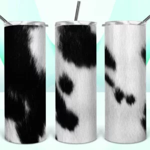 black white cow stainless steel tumbler