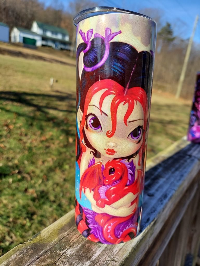 Ruby Moon Tumbler - Strangelings - 20 oz Shimmer Tumbler 1 ruby moon tumbler fantasy art