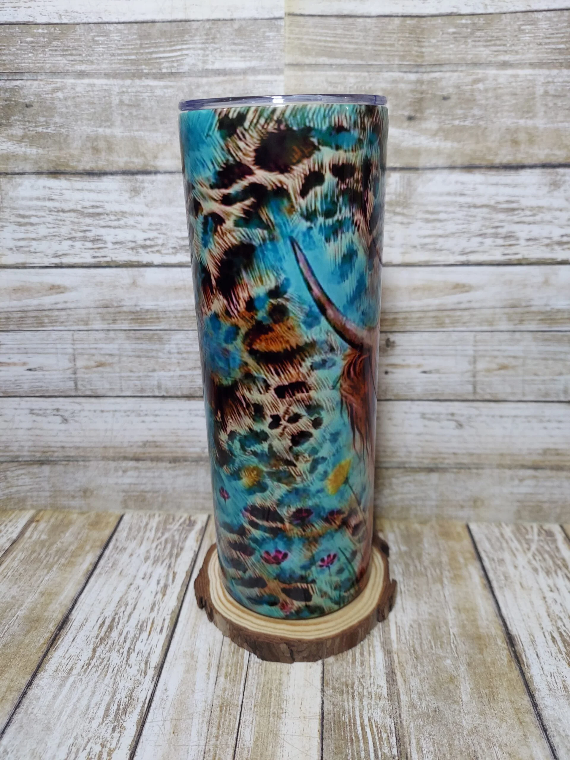 blue highland cow tumbler