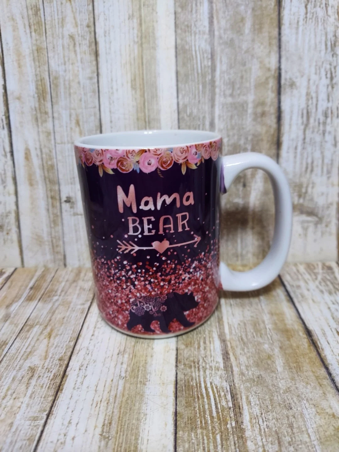 Pink and Black Mama Bear Coffee Mug – 15 oz Ceramic Gift for Moms - Image 4