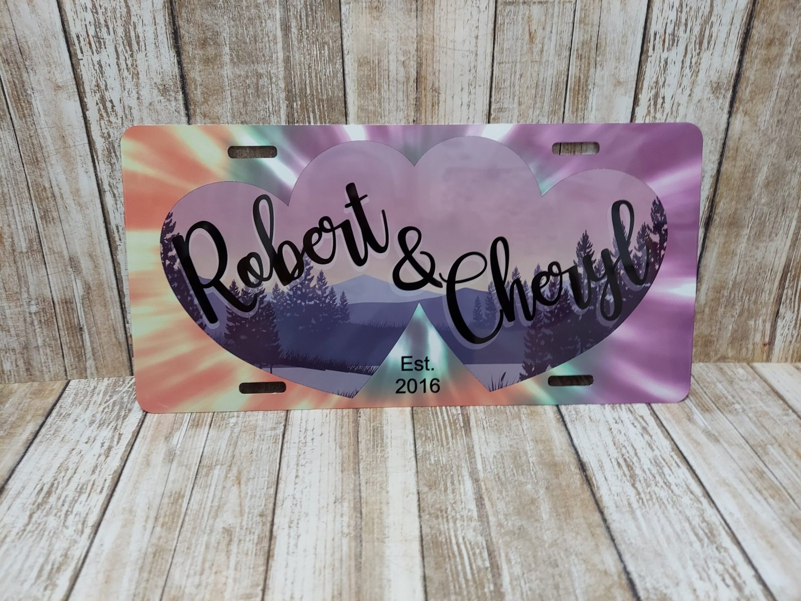 Personalized License Plate with Couple Hearts 1 Personalized license plate couple heart