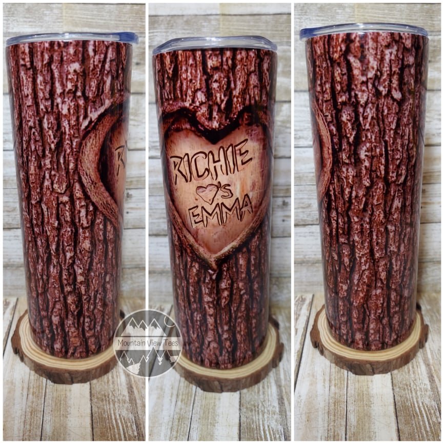 Personalized Tree Heart Tumbler w/Names 20 oz 1 Personalized tree heart tumbler