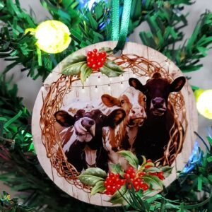 cows in wreath ornament