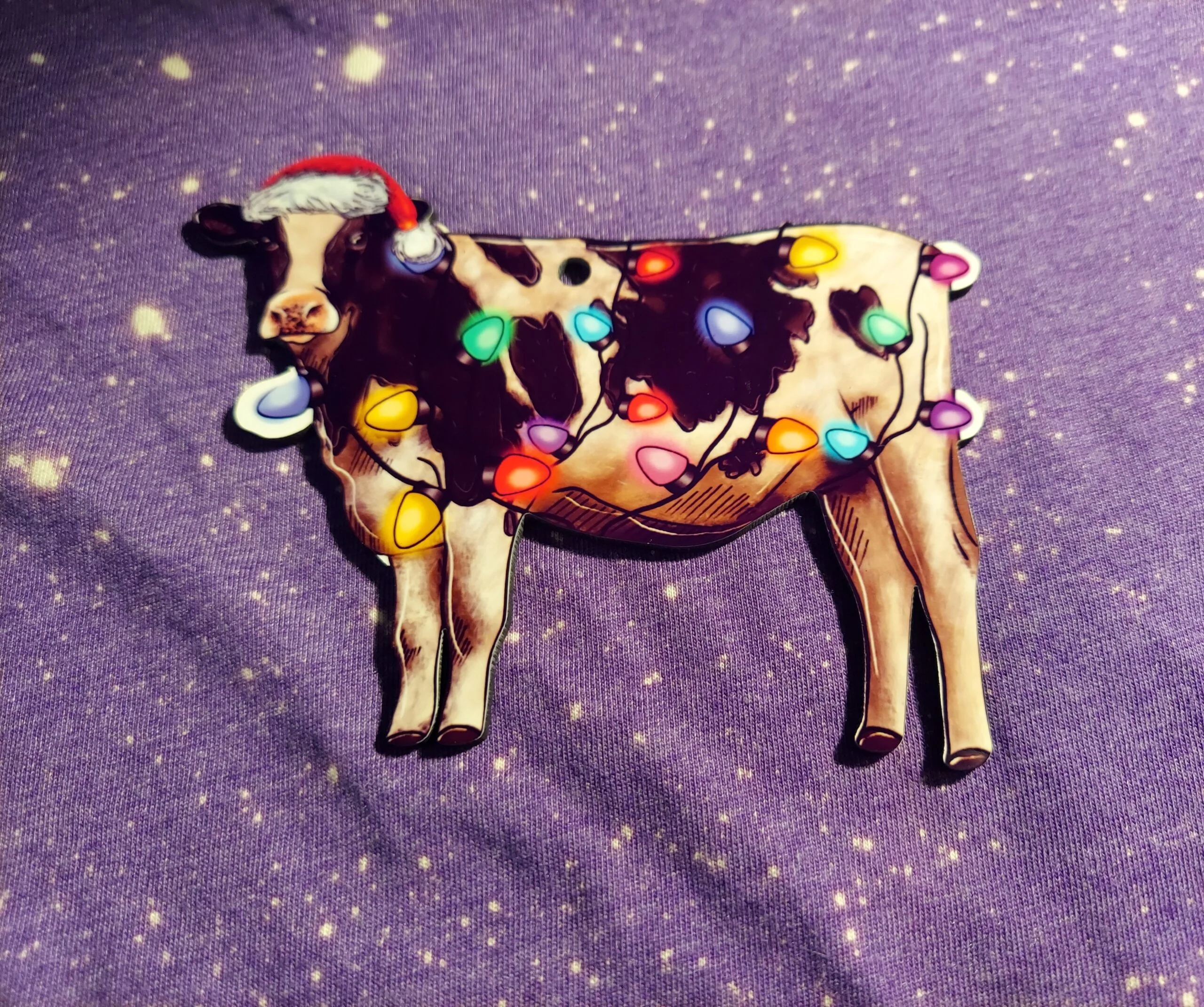 Christmas Cow Ornament – Farmhouse Christmas Tree Decoration – Country Cow Lover Gift - 4" Ornament - Image 5