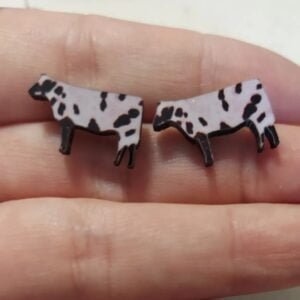 Black & White Cow Stud Earrings measuring .5" long