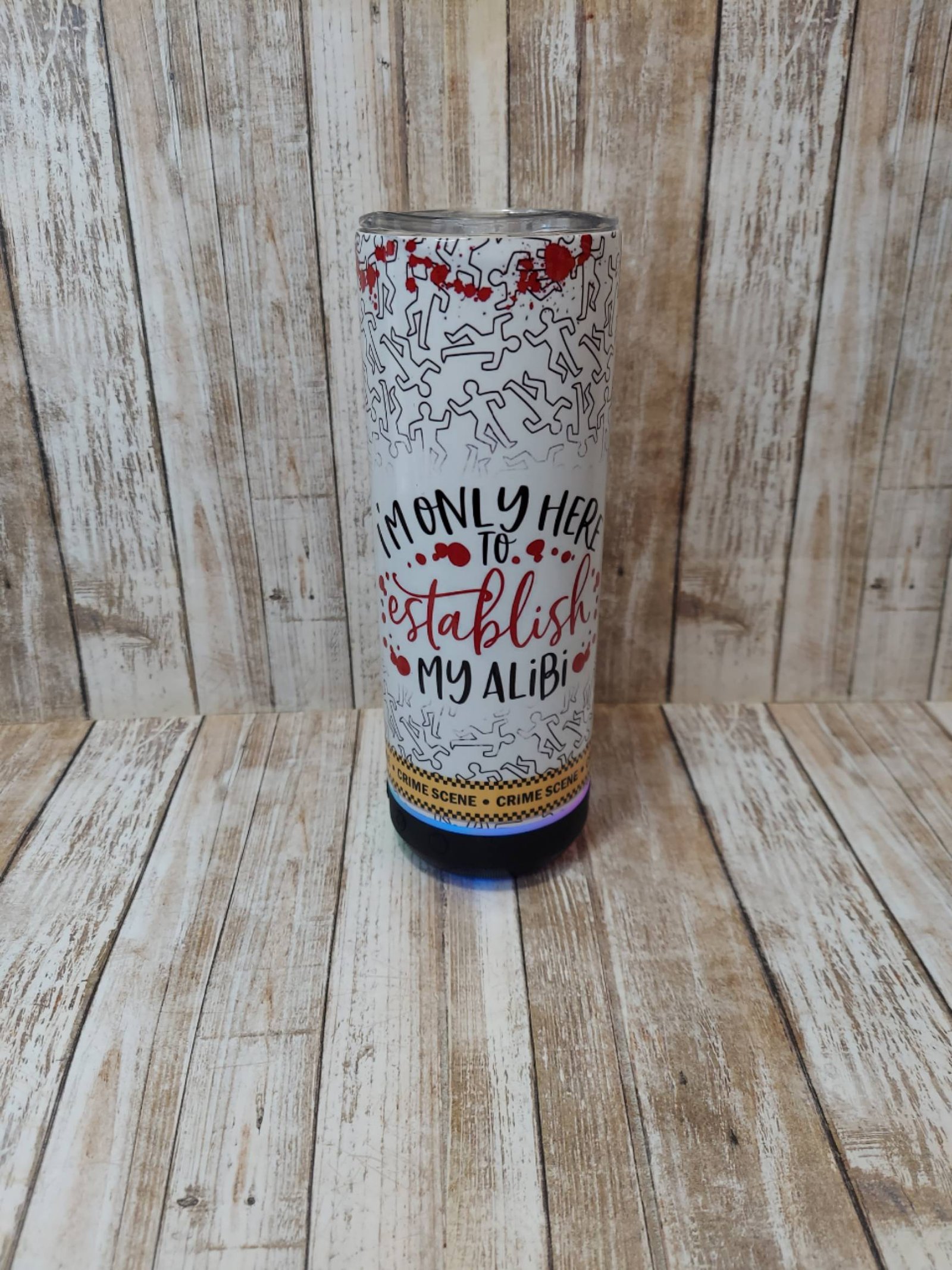 True Crime Tumbler – Funny “Alibi” Gift for Crime Fans - 20oz 8 establish alibi speaker tumbler