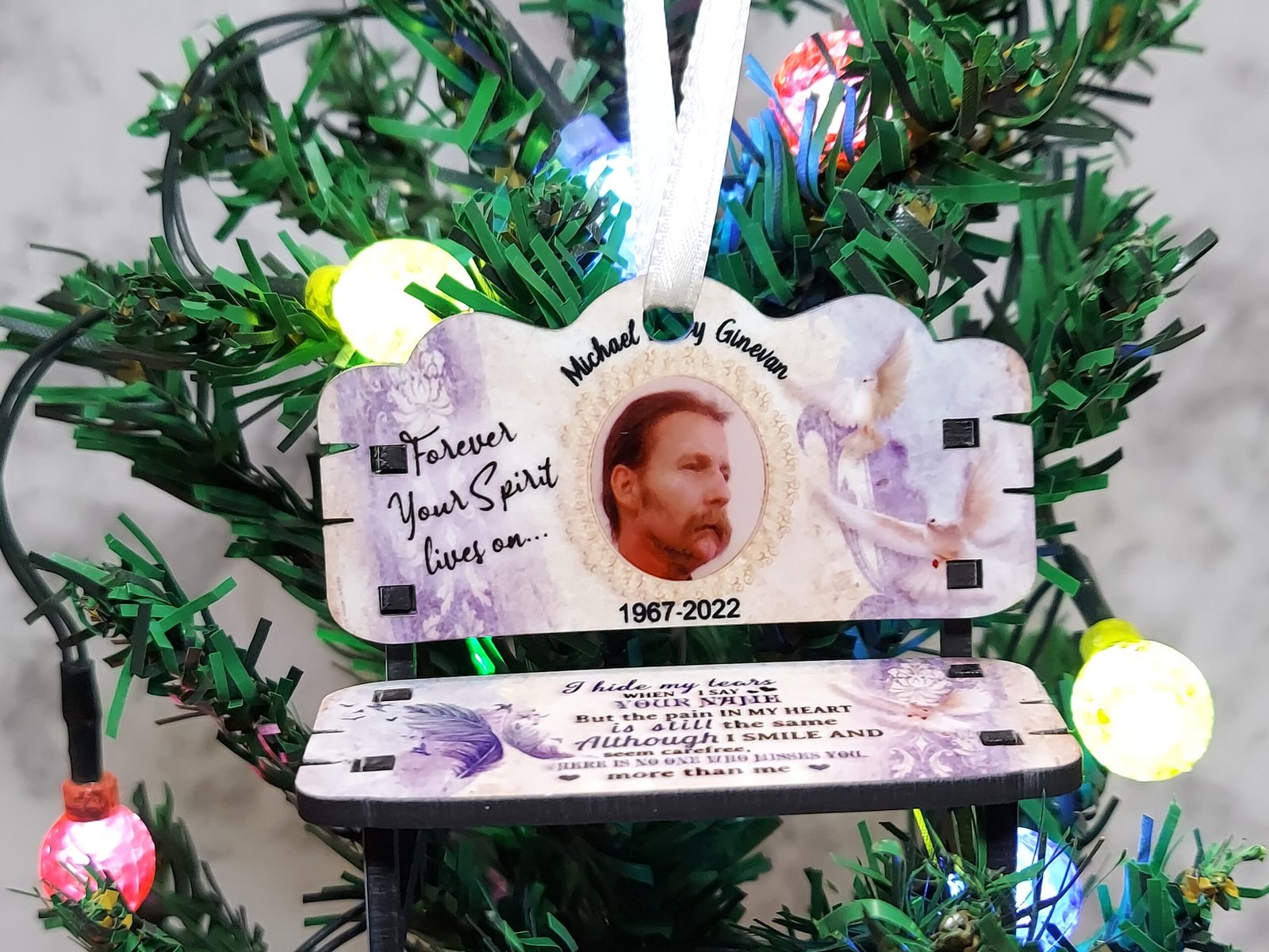 Personalized Memorial Bench Ornament with Photo – Custom Remembrance Christmas Ornament 6 Personalized Memorial Bench Ornament with Photo – Custom Remembrance Christmas Ornament - Image 6