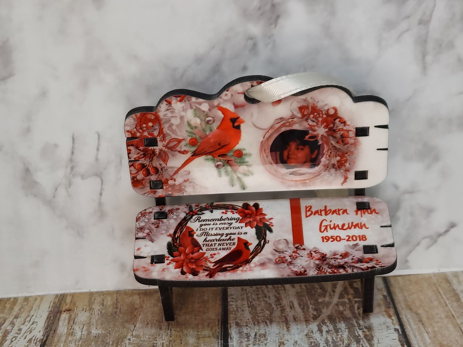 Personalized Memorial Bench Ornament with Photo – Custom Remembrance Christmas Ornament 8 Personalized Memorial Bench Ornament with Photo – Custom Remembrance Christmas Ornament - Image 8