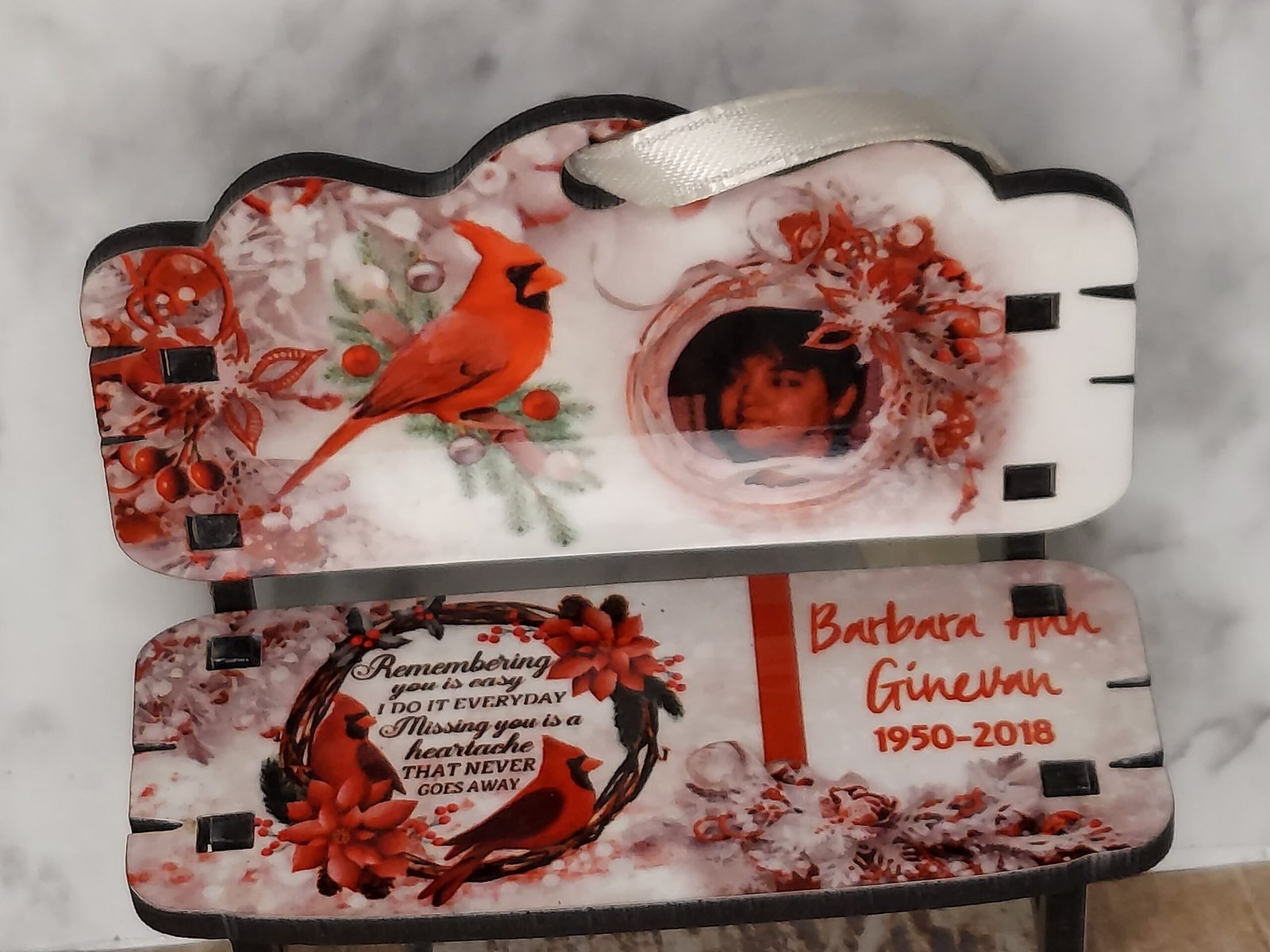 Personalized Memorial Bench Ornament with Photo – Custom Remembrance Christmas Ornament 2 Personalized Memorial Bench Ornament with Photo – Custom Remembrance Christmas Ornament - Image 2