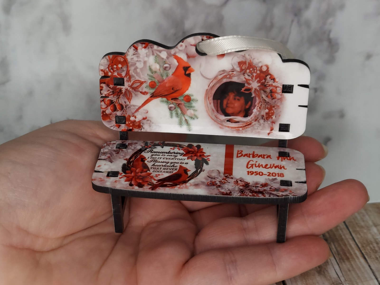Personalized Memorial Bench Ornament with Photo – Custom Remembrance Christmas Ornament 7 Personalized Memorial Bench Ornament with Photo – Custom Remembrance Christmas Ornament - Image 7