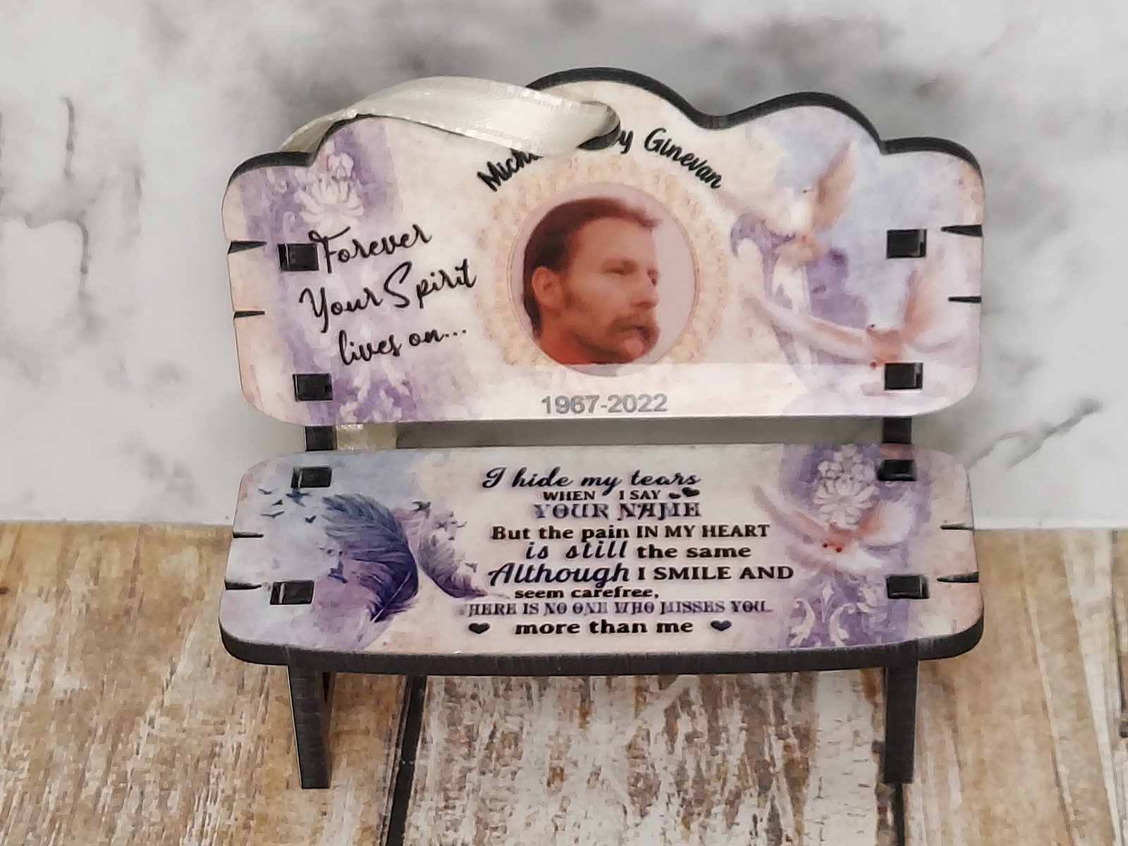 Personalized Memorial Bench Ornament with Photo – Custom Remembrance Christmas Ornament 3 Personalized Memorial Bench Ornament with Photo – Custom Remembrance Christmas Ornament - Image 3