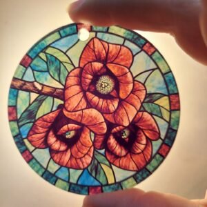 pawpaw blossom ornament - faux stained glass